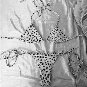 ZAFUL Halter Leopard Tie String Bikini Set